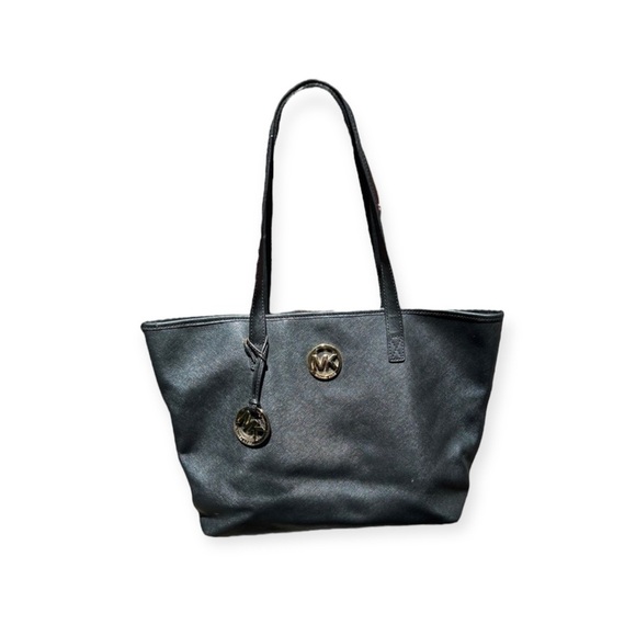 🌻Large Michael Kors Black Leather Jet Set Tote Handbag Purse - Picture 4 of 12